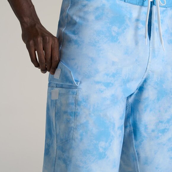 American Tall Board Shorts Men, Light Blue Tie Dye Size 34 / Extra Long - Picture 2 of 3